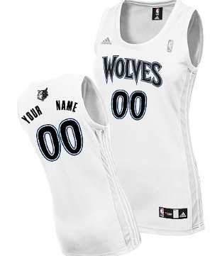 Women%27s Customized Minnesota Timberwolves White Jersey->customized nba jersey->Custom Jersey
